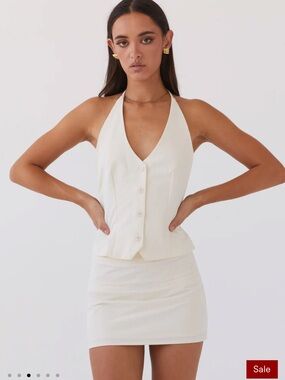 Peppermayo Cream Halter Button-Front Camisole